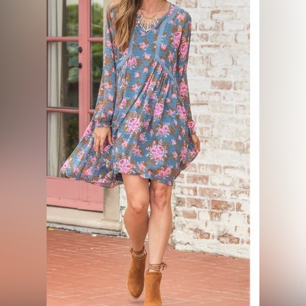 Matilda Jane  blue Swiss dot floral long sleeve to the nines